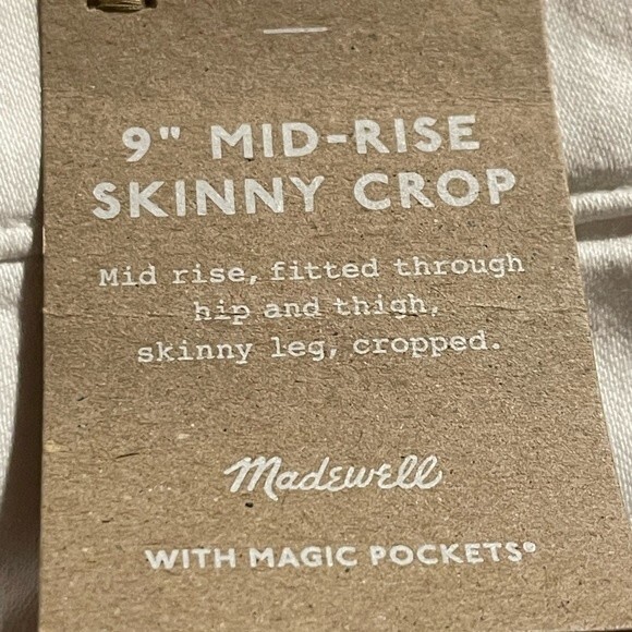 Madewell NWT 9" Mid-Rise Skinny Crop Jeans in Pure White Size 27 - Picture 9 of 11
